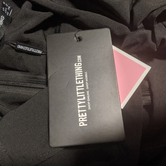 Pretty Little Thing Black Tie Bust Frill Detail Bodycon Dress Size 2 - Picture 8 of 8